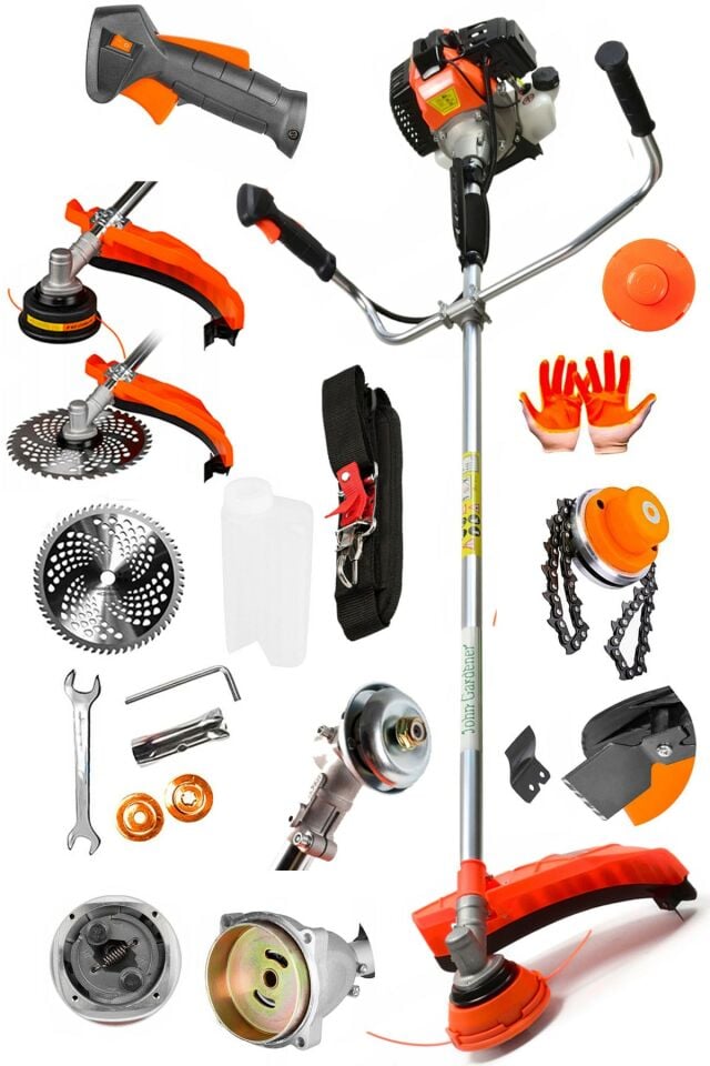 EURO5 20HPX Motor Benzinli Yan Tip Tırpan Motoru Ot Biçme Tırpanı + Canavar Başlık - Kömürsüz Seri
