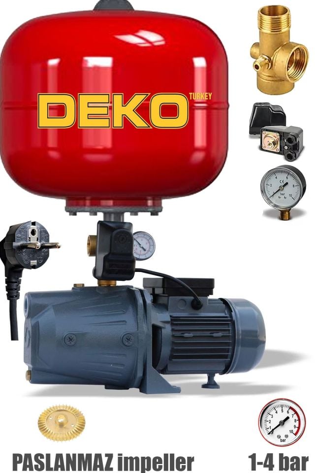 Otomatik Sistem Paket Hidrofor 4 Kat 4 Daire İtalyan Küre Paslanmaz Tanklı Jet Hidrofor Pompa Set