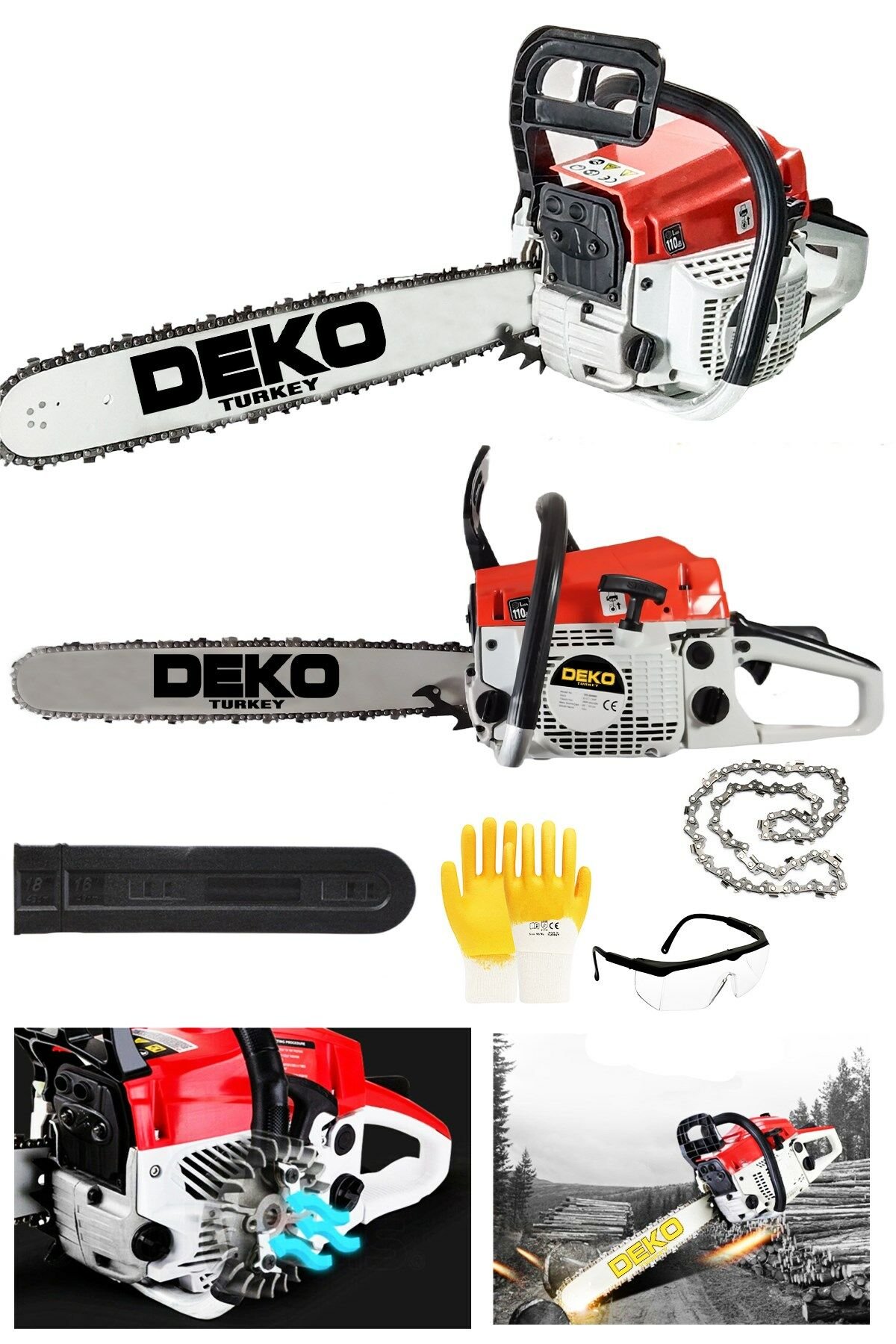 Deko Turkey DKT52BZ 52cc 4.3HP Benzinli Motorlu Testere Bıçkı Makinesi