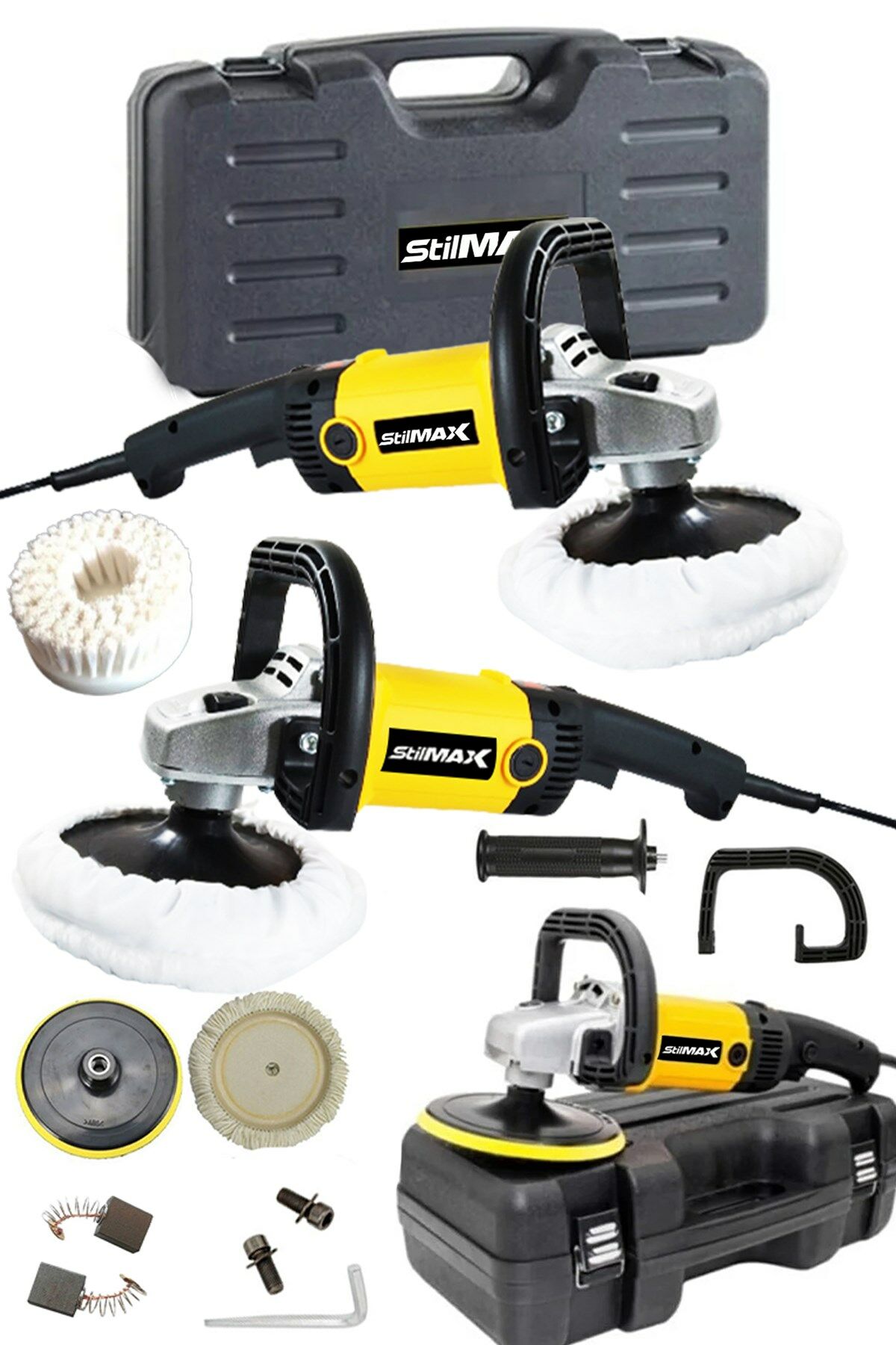 Profesyonel SPL1400 6 Kademeli 1400 W 180 MM Devir Ayarlı Pasta Cila Polisaj Makinesi + Fırça