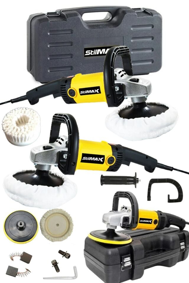 Profesyonel SPL1400 6 Kademeli 1400 W 180 MM Devir Ayarlı Pasta Cila Polisaj Makinesi + Fırça