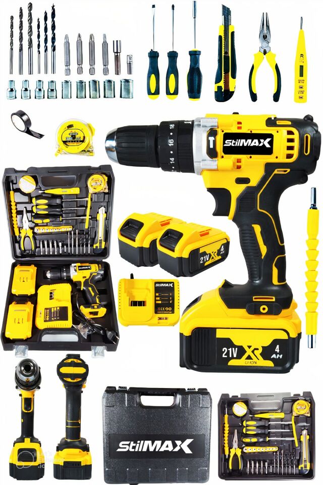 Stilmax STM21V Şarjlı Matkap Çift Akülü Şarjlı Matkap 21V 4Ah