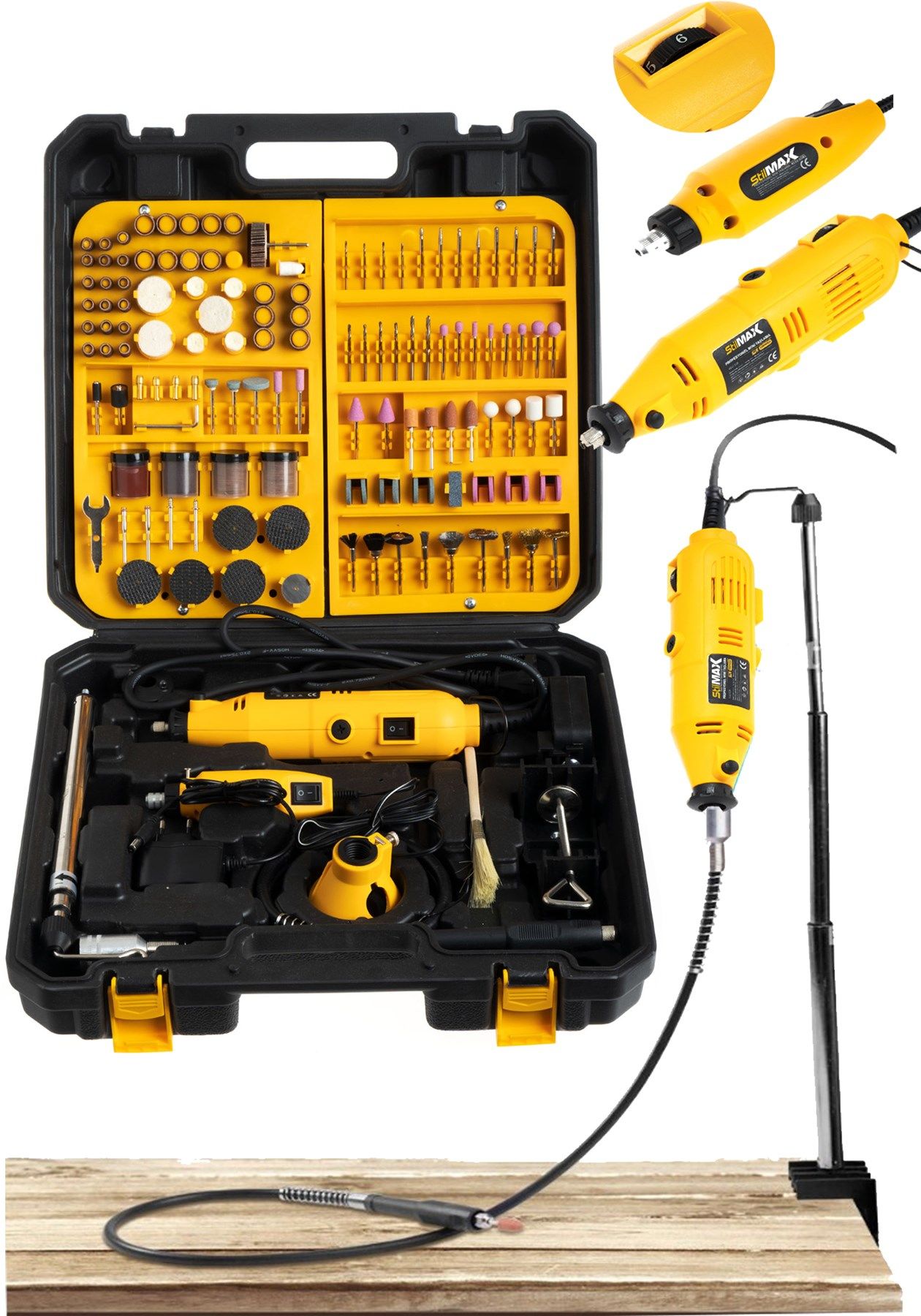 Stilmax Italy SUPER600 500 W Devir Ayarlı Çift Gravür Oyma Taşlama Set