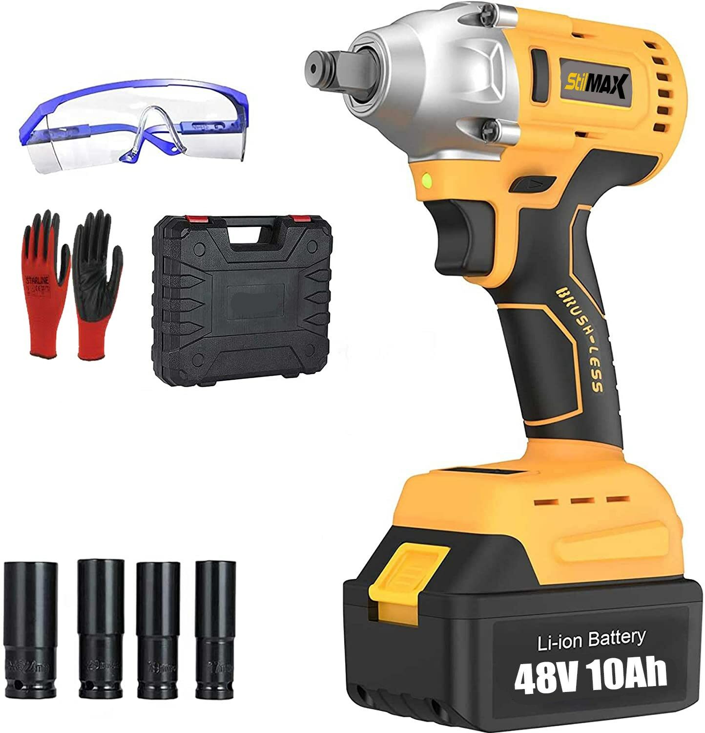 Kömürsüz Çift Akülü Şarjlı Metal Somun Sökme Makinesi 48v 10ah