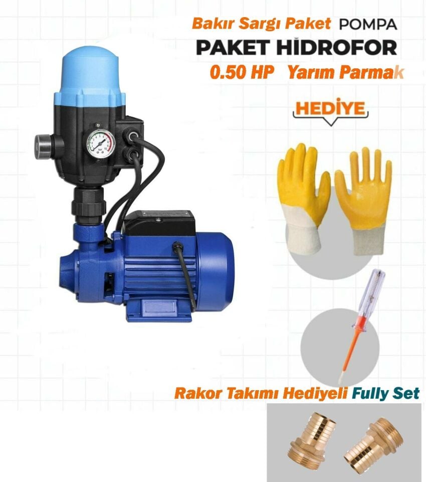 Metal Dişli Sistem Su Pompası Paket Hidrofor Otomatik Sistem Su Pompası 0.5hp Tam Bakır Sargı+Rakor