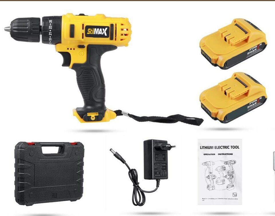 Stilmax STMBL76  24V 5Ah  Darbeli Çift Akülü Li-ion  Vidalama Şarjlı Matkap + 5 Ad Uç
