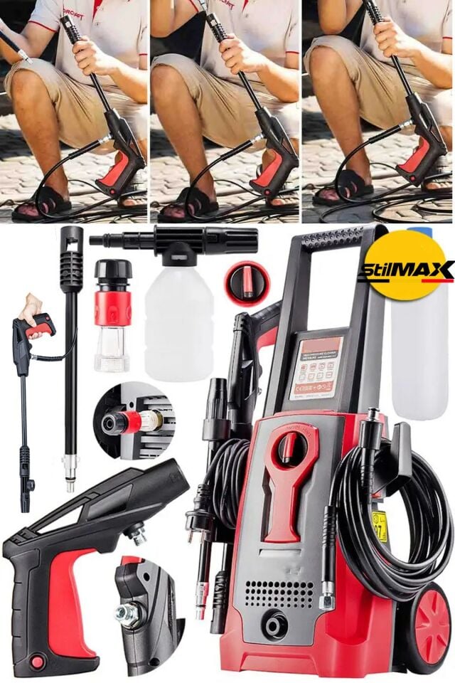 Yüksek Basınçlı BL Bakır Motor 3000W 150bar Tekerlekli Araba Oto Ve Bahçe Yıkama Makinesi