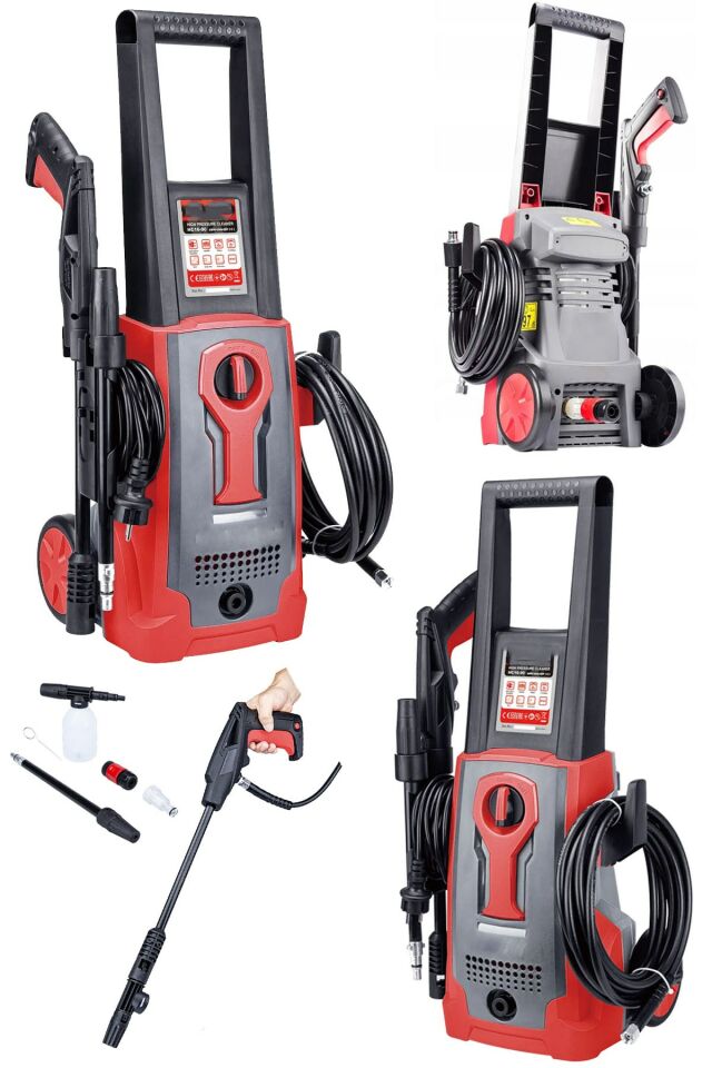 Yüksek Basınçlı BL Bakır Motor 3000W 150bar Tekerlekli Araba Oto Ve Bahçe Yıkama Makinesi