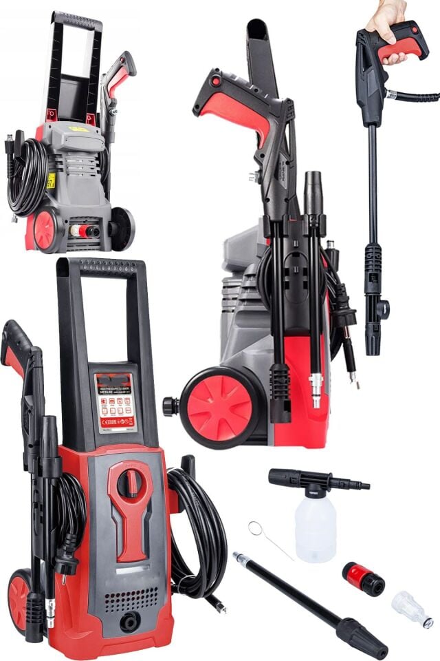 Yüksek Basınçlı BL Bakır Motor 3000W 150bar Tekerlekli Araba Oto Ve Bahçe Yıkama Makinesi