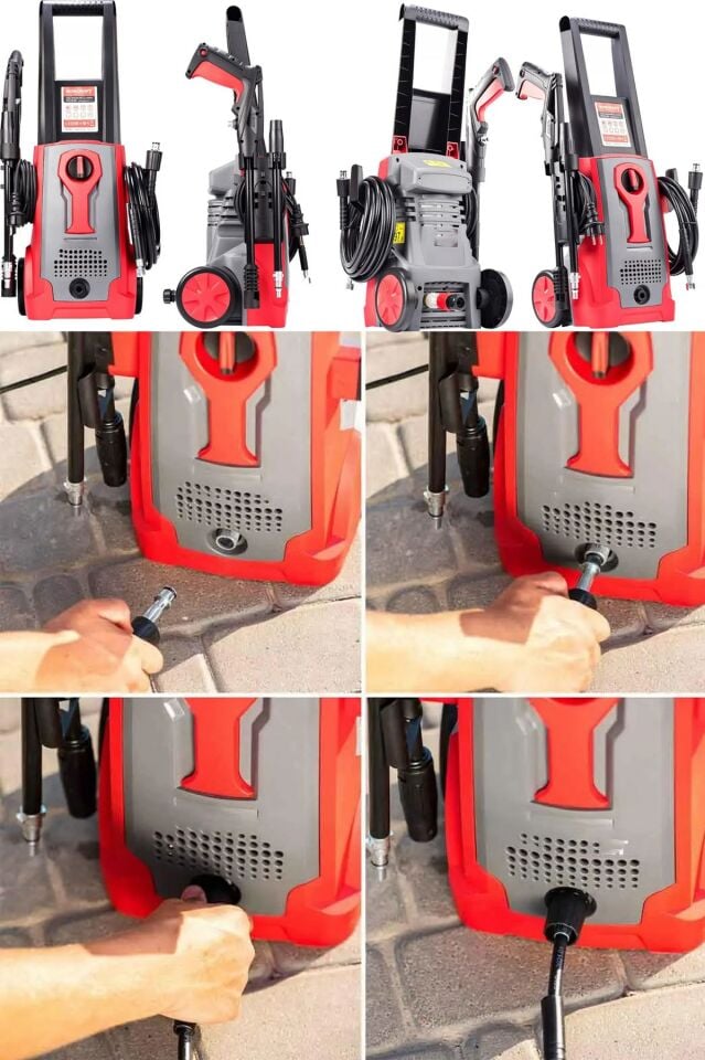 Lüx Kalite 150 Bar 3000W Yüksek Basınçlı Bahçe Zemin Bisiklet ve Oto Yıkama Makinesi  + Köpük Tankı