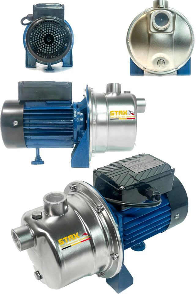 Bakır Sargı Krom Dişli Şanzıman 1HP İnox Paslanmaz Çelik Gövde 8Mt Kendinden Emişli 72Mt Dik Basar