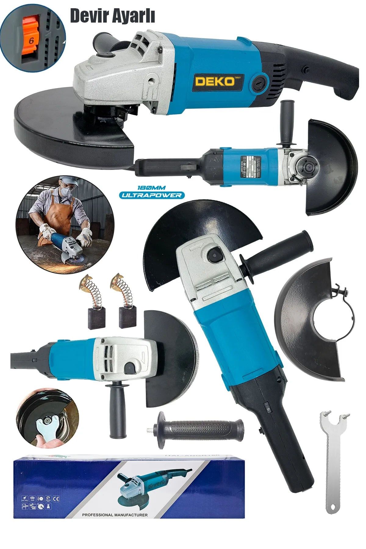 Büyük Boy Devir Ayarlı Taşlama Makinesi 180MM- 4000W Jet Metal Kesici Taşlama Makinesi