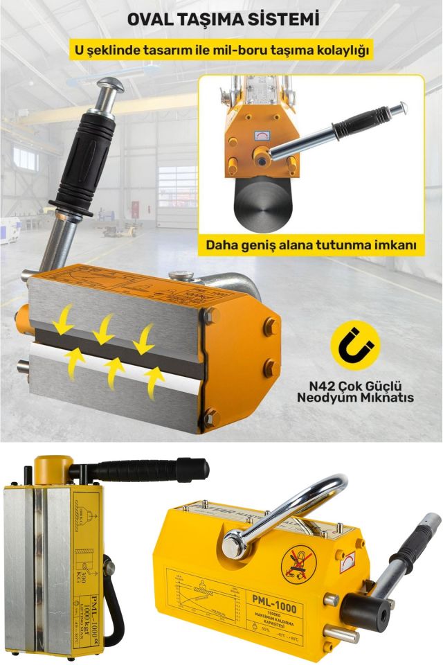 1 Ton Kapasiteli Manyetik Kaldıraç Manyetik Mıknatıs Vinç N42 Güçlü Neodyum Mıktanıs
