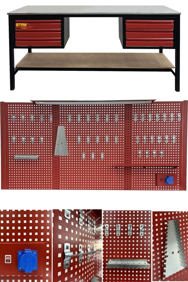 Dayanıklı 6 Çekmeceli 2 Metre Takım Tezgahı - Atölye ve Endüstriyel Kullanım
