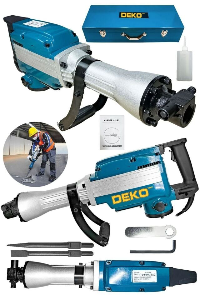 4500W Bakır Büyük Tip 65mm 16 Kg Kırıcı Hilti 60J Kırım Gücü + Yassı ve Sivri Murç Keski Hediyeli