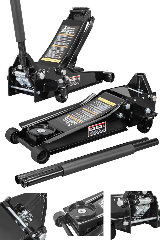 Hidrolik Ağır Hizmet Tipi Alçak Şase 3 Ton Kapasiteli Güçlendirilmiş Çift Piston Garaj Krikosu  47cm