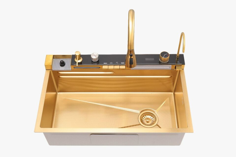 Paslanmaz Çok Fonksiyonlu Gold Seri Premium Tam Donanımlı Piyano Tuşlu Evye Seti Mutfak Lavabosu