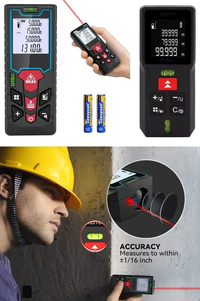 Yüksek Hassasiyetli 60mt Lazer Ölçer LCD Dijital Ekran ve Çift Terazi Özelliği Lazermetre Lazerli