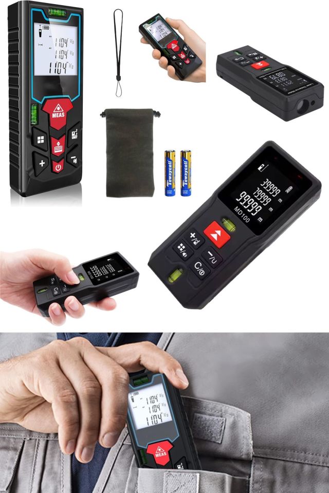 Yüksek Hassasiyetli 60mt Lazer Ölçer LCD Dijital Ekran ve Çift Terazi Özelliği Lazermetre Lazerli