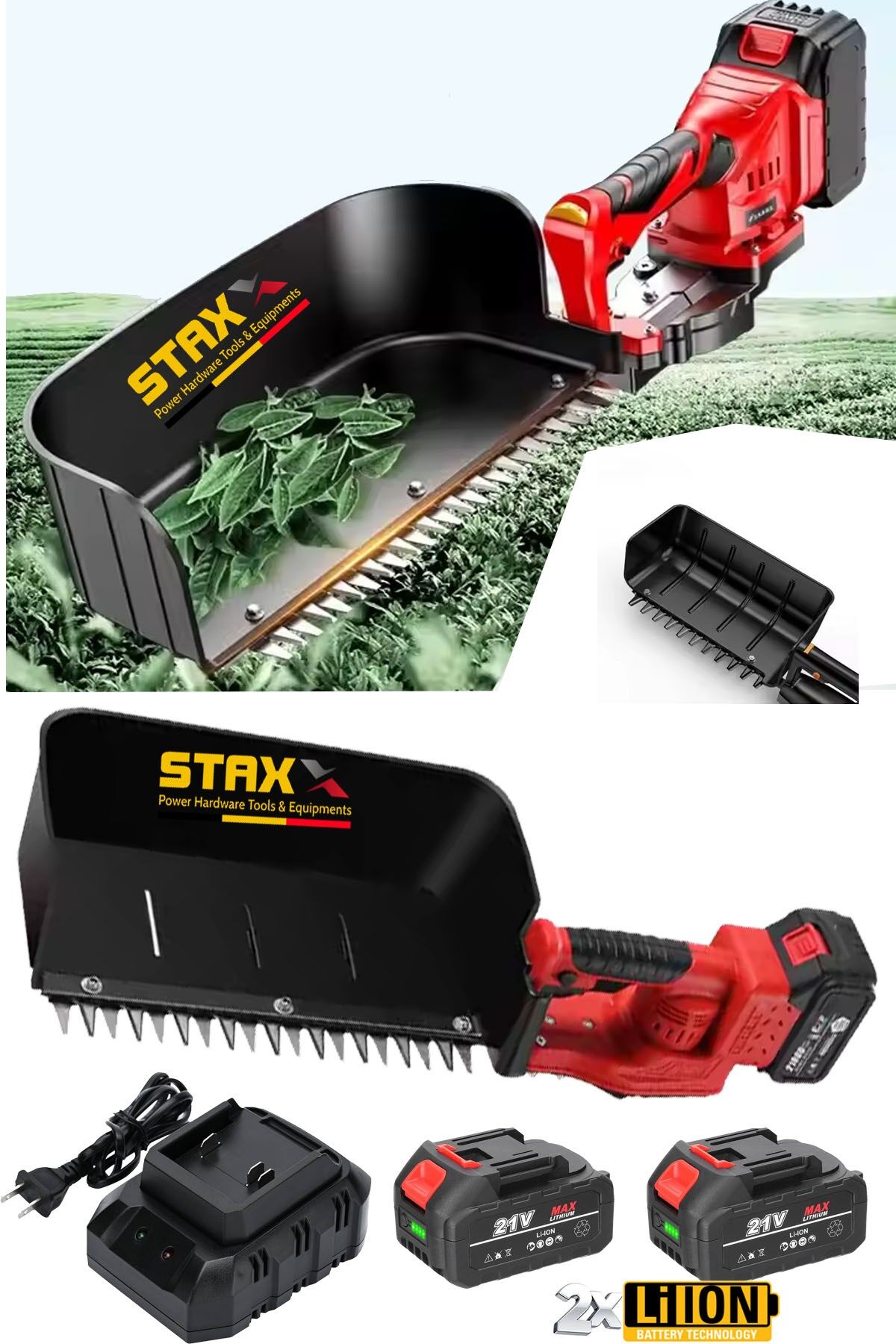 Titanyum Bıçaklı x2 Çift 21000WH Lityum Akülü Çay Hasat Makinesi Çay Kesme Yolma Toplama Makinesi