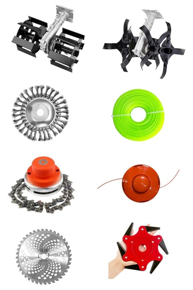 4x4 Ultra Güçlendirilmiş 8IN1 Benzinli Yan Tip Tırpan Ot Biçme Motoru + 2 Çapalama Eşeleme Seti