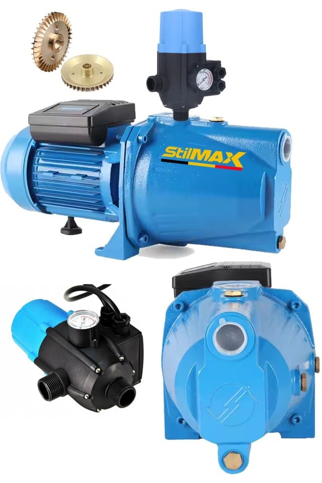 1.5HP Su Motoru Otomatik Hidrofor Seti Metal Dişli Tirbün Paket Hidrofor Ev Bahçe Sulama  Su Motoru