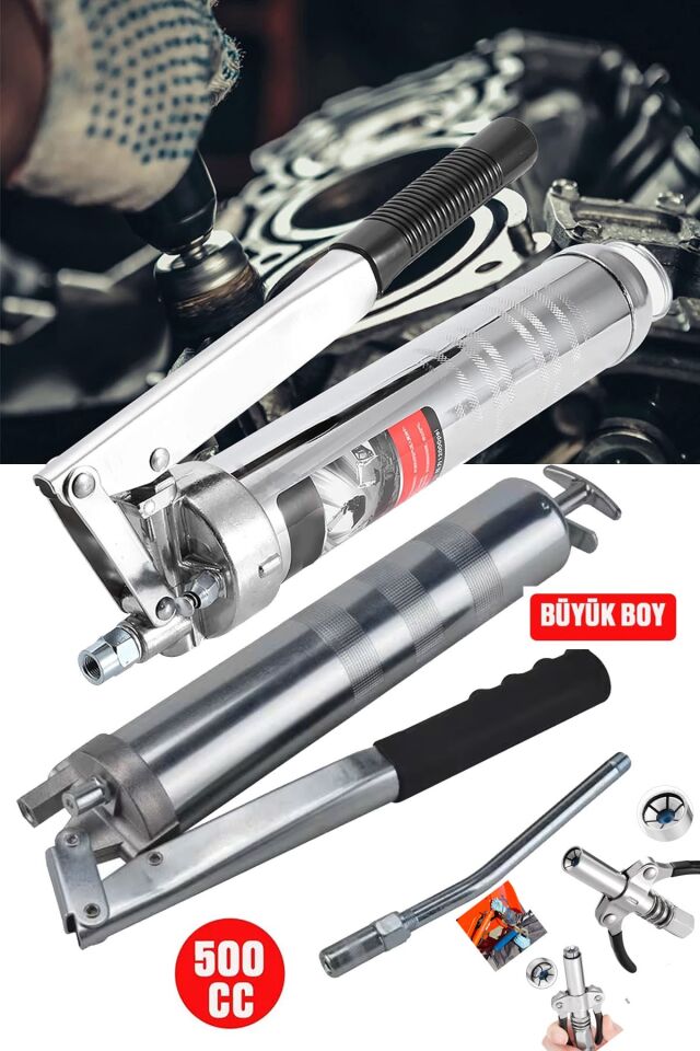 Profesyonel 500cc Gres Yağ Pompası – Endüstriyel Tip, Yüksek Basınçlı Tabanca + Çift Mandallı Gres