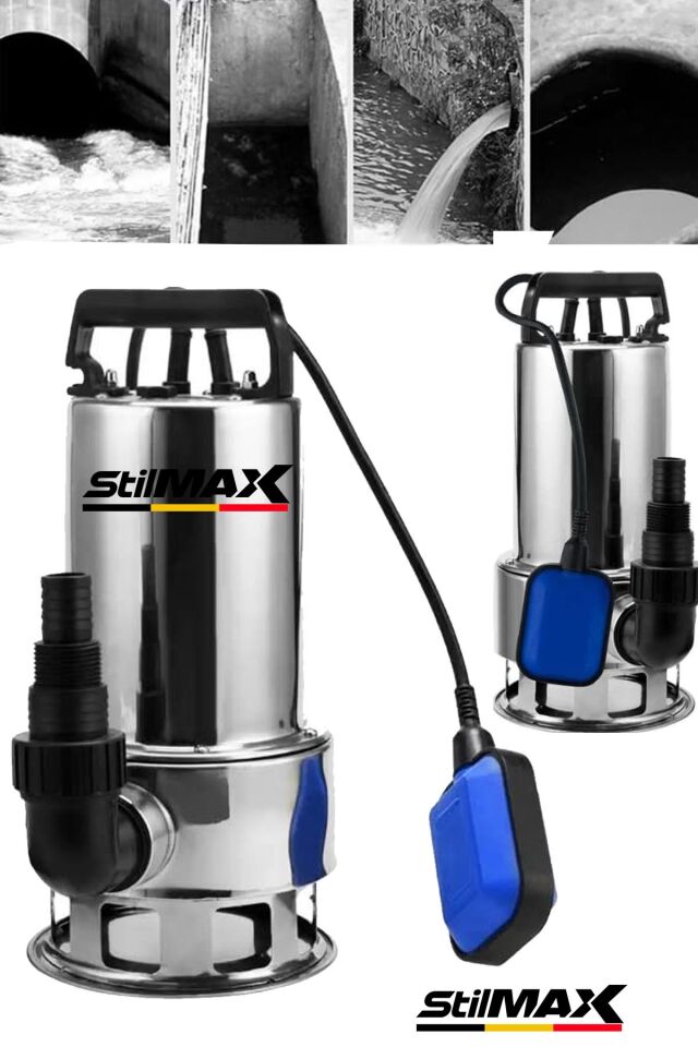 Paslanmaz Gövdeli İnox Dalgıç Pompa Seti Şamandıralı Bakır Sargılı 1HP Kirli Temiz Su Motoru