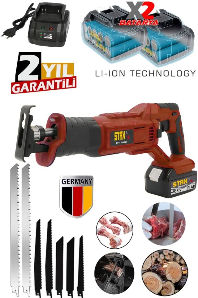 10 Pilli Lityum Profesyonel Seri Tuğla Beton Gaz Kesme Tilki Kuyruğu Testeresi 7 Bıçak Hediye