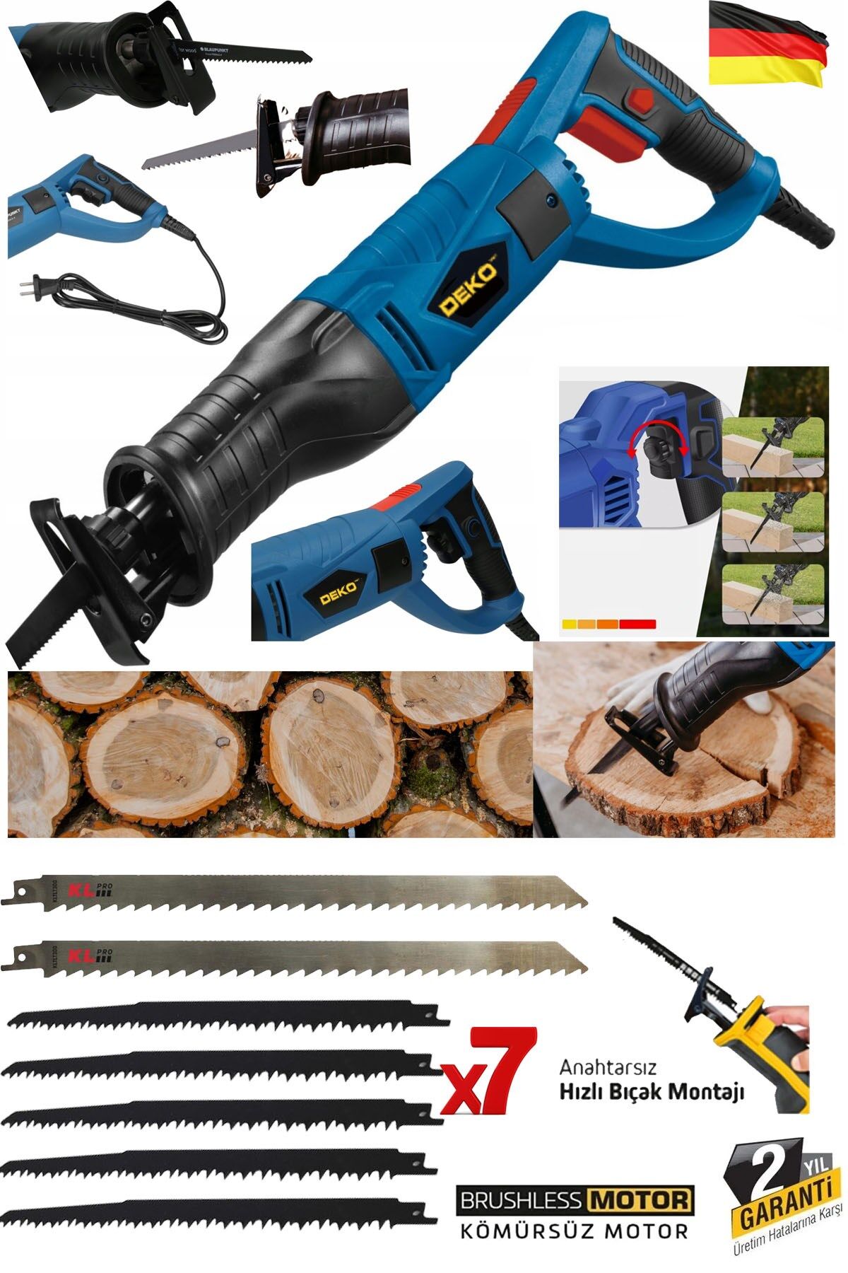 Döner Başlık Metal Dişli Tilki Kuyruğu Ahşap Kemik Kesim Makinası Panter Testere 7 Bıçak Hediye