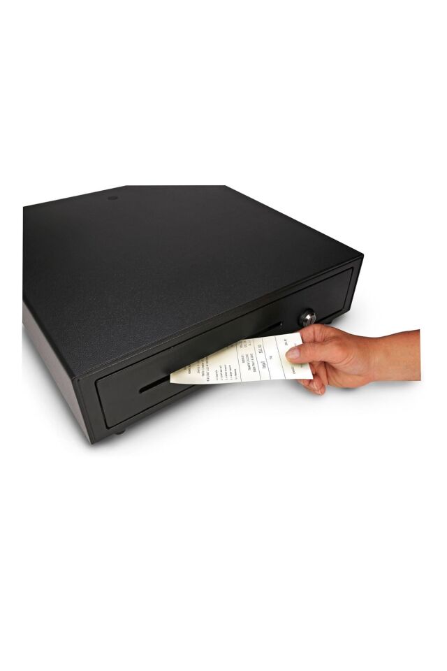 POS Uyumlu Çelik Para Çekmecesi – Büyük Boy 41×41 cm, 5 Banknot ve 5 Madeni Para Gözlü