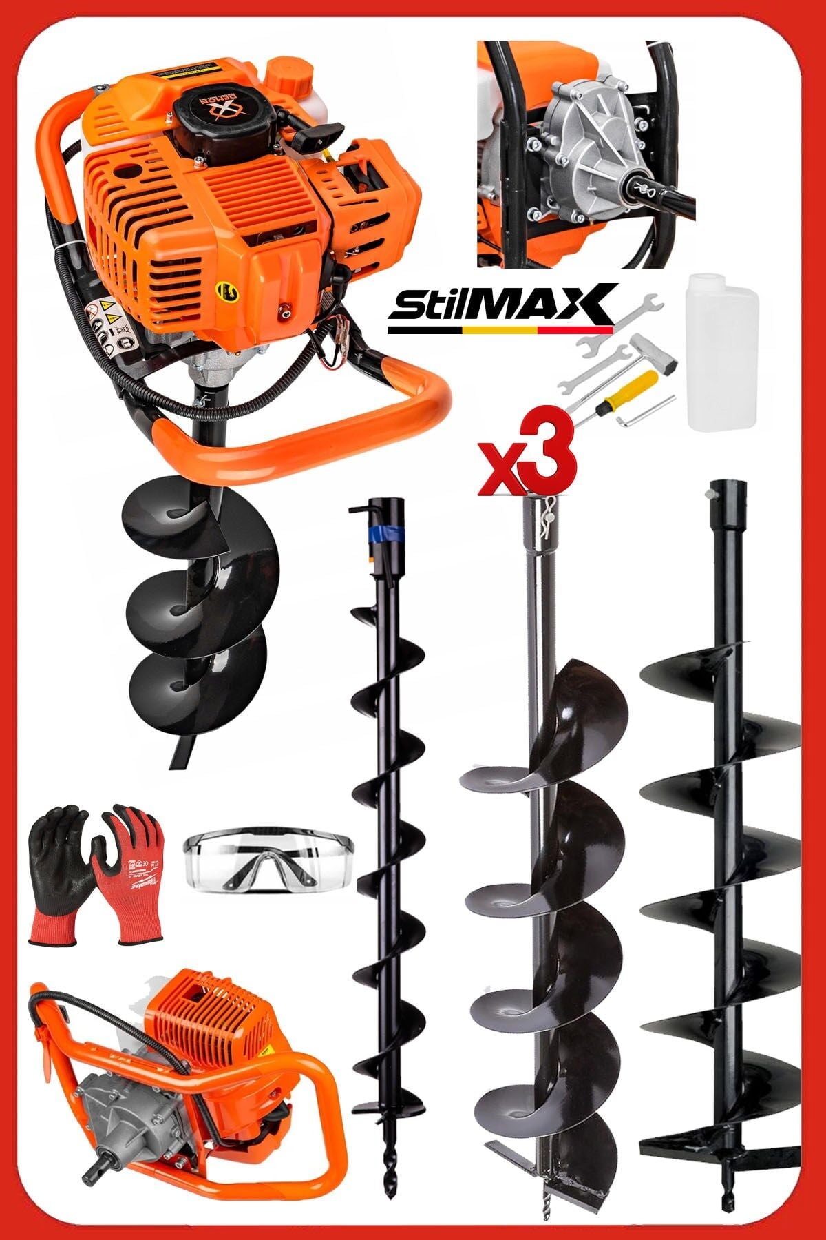ST12HPM Titanyum 3 Başlıklı 100-150-200MM Toprak Burgu Makinası 20HPX Motor Gücü Profesyonel Seri