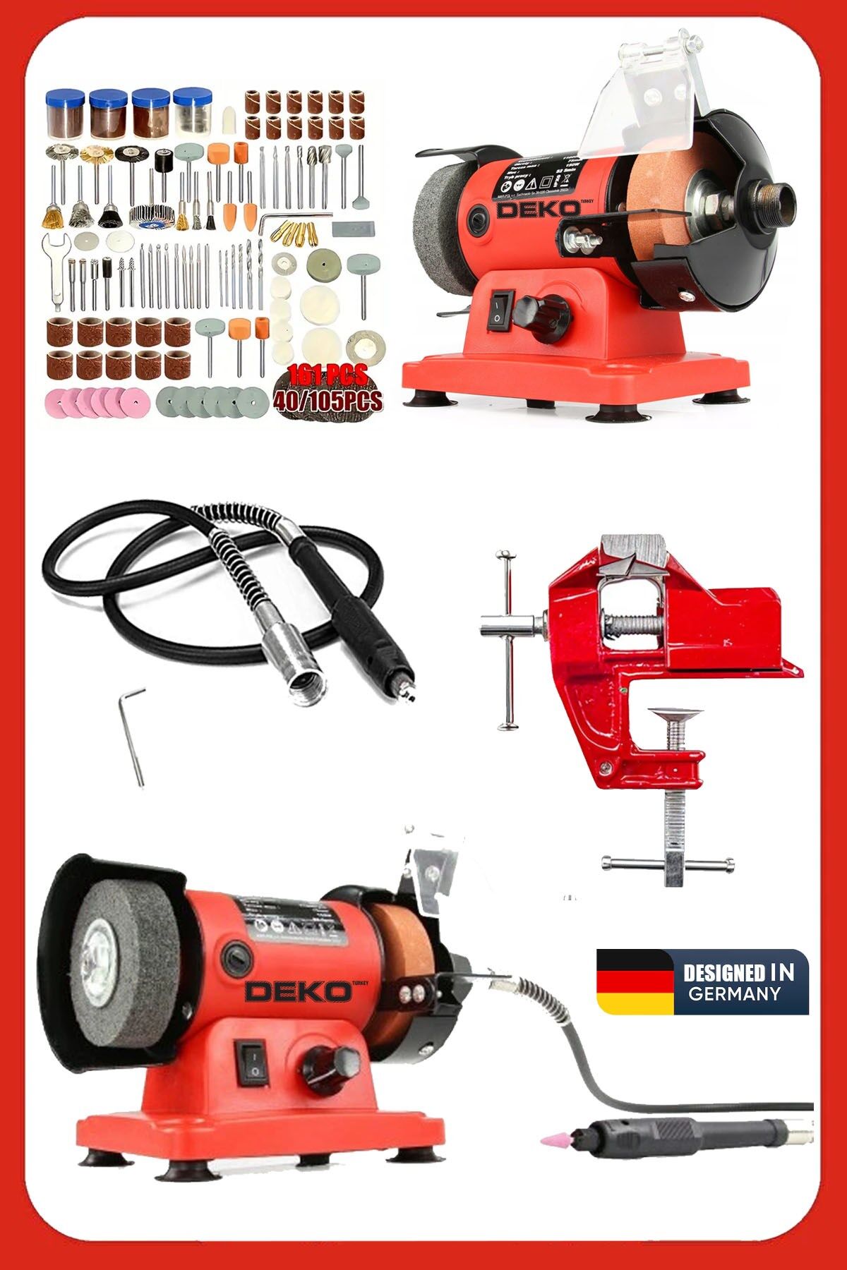 DK500W 500W Devir Ayarlı Çark Motoru Dremel Zımpara Bileme Gravür Oyma parlatma Taşlama Seti+Mengene