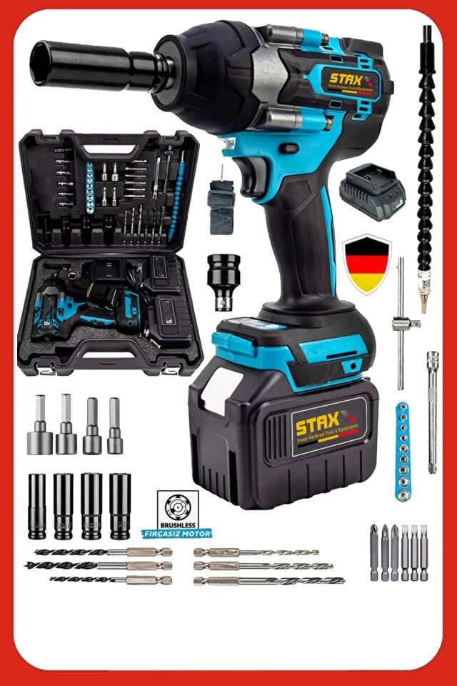 Süper 1500 Nm Çift Akülü Somun Bijon Sökme Takma Sikma Makinesi Matkap Akülü Vidalama Kömürsüz Motor