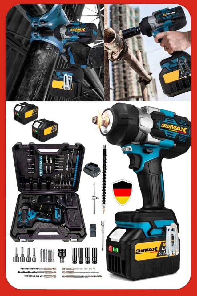 Kömürsüz Motor Bol Aksesuarlı Çift Akülü Somun Sökme Sıkma Makinesi Vidalama Matkap Seti + 40Parça