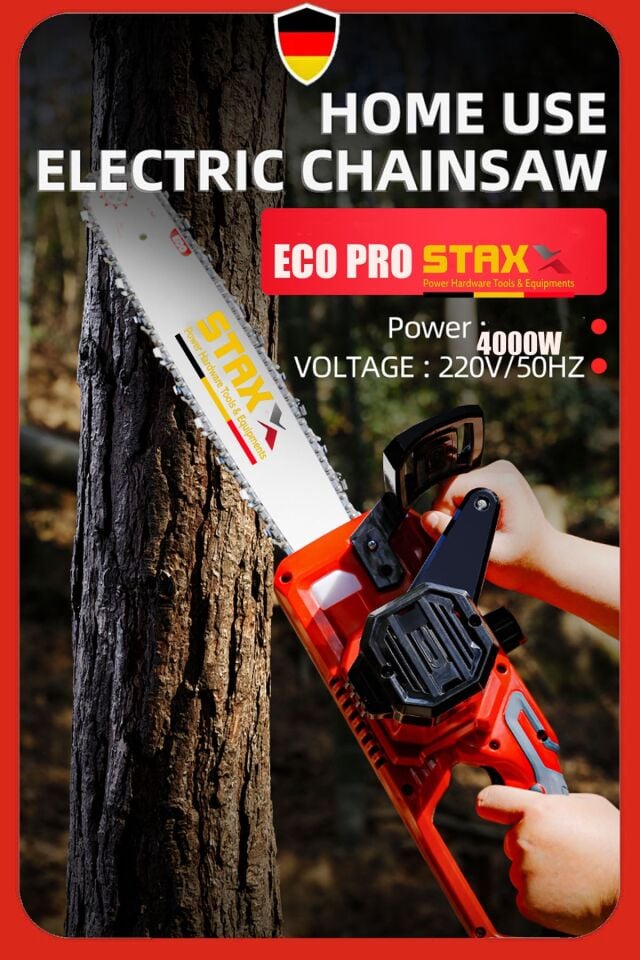 ECO RED400 Serisi 4000W Elektrikli Testere Hızar Ağaç Odun Kesme Motoru Ev Tipi 40cm 16In Palalı