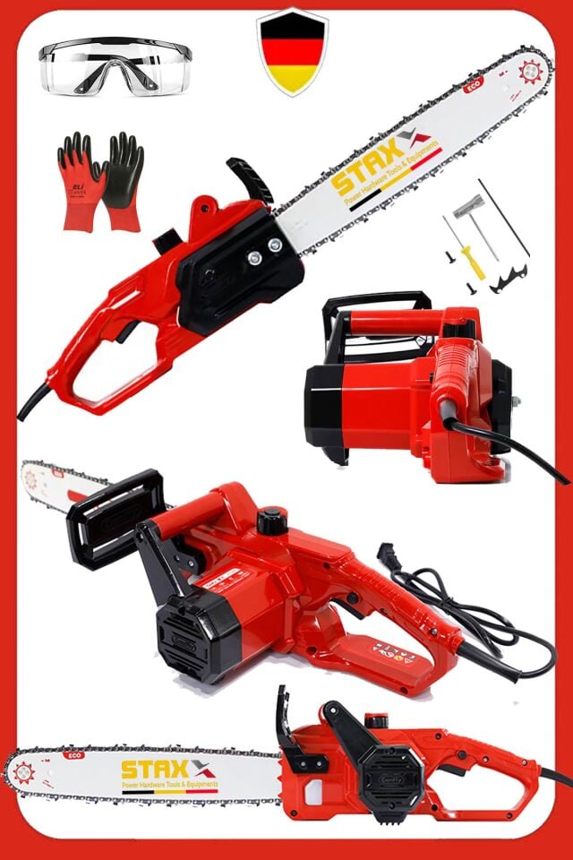 ECO RED400 Serisi 4000W Elektrikli Testere Hızar Ağaç Odun Kesme Motoru Ev Tipi 40cm 16In Palalı