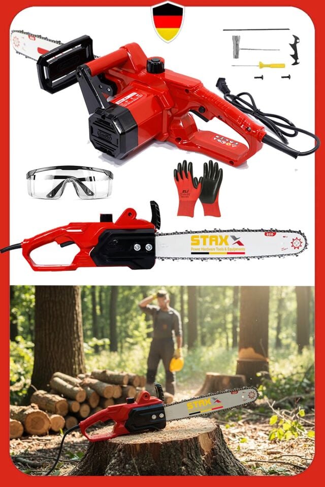 ECO RED400 Serisi 4000W Elektrikli Testere Hızar Ağaç Odun Kesme Motoru Ev Tipi 40cm 16In Palalı