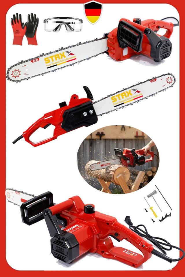 ECO RED400 Serisi 4000W Elektrikli Testere Hızar Ağaç Odun Kesme Motoru Ev Tipi 40cm 16In Palalı