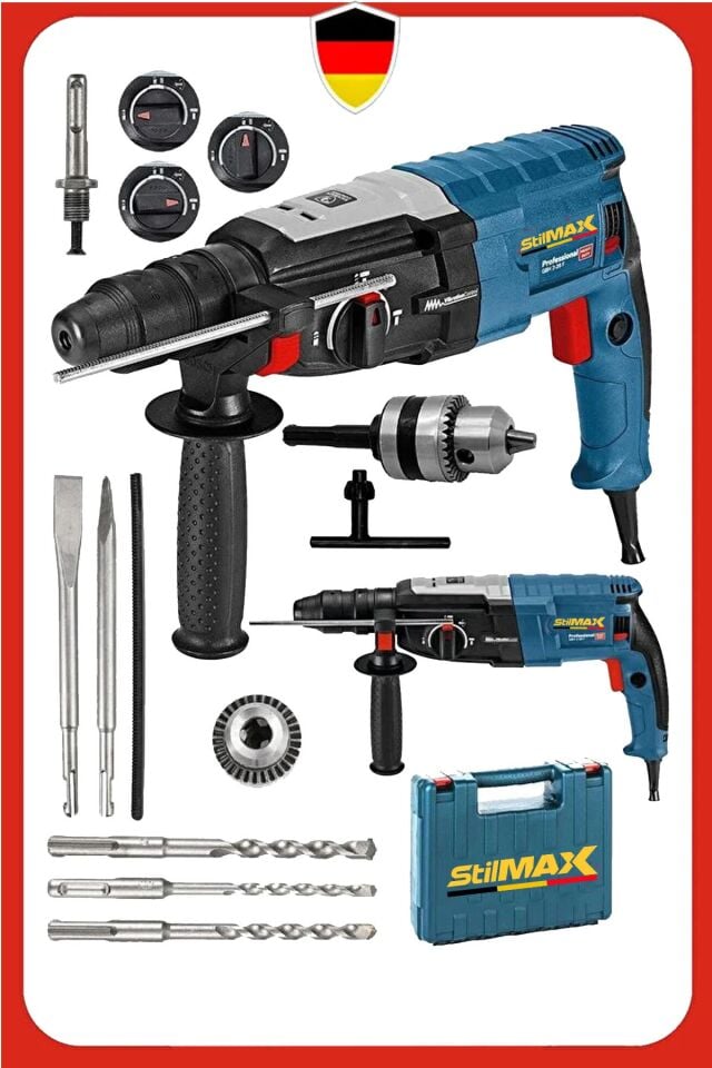 4000 Watt 3 Fonskiyonlu Şantiye Tipi Kırıcı Delici Hilti Darbeli Matkap Seti Metal Dişli Şanzıman