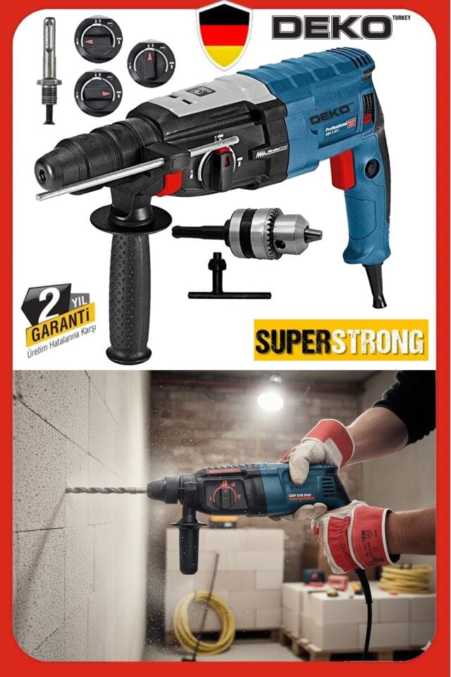 2.28mm 3000 Watt Bakır Sargılı 7 Joule Kablolu Kırıcı Delici Hilti Darbeli Matkap + Uç Takım Hediye