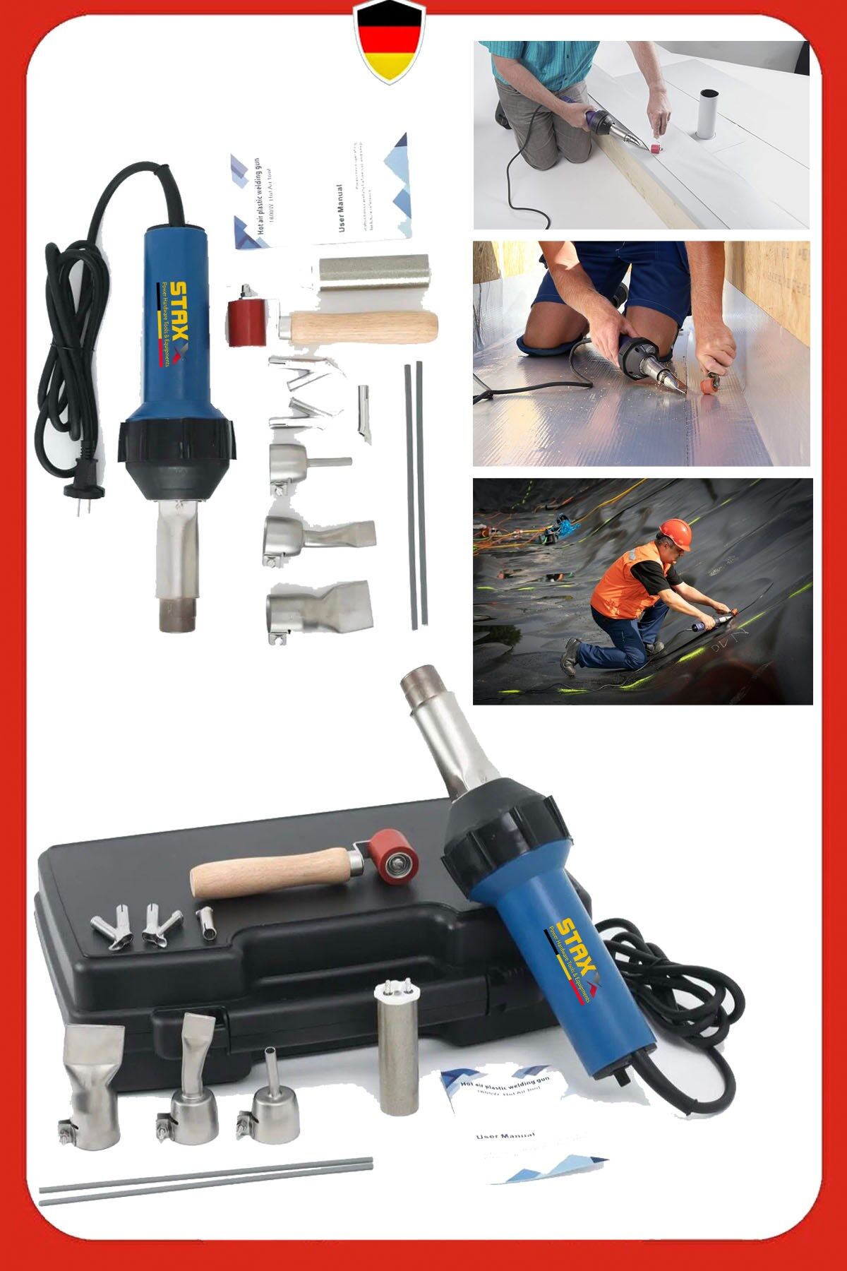 Yüksek Güçlü Sıcak Hava Sıcak Tampon Düzeltme Kaynak Makinesi Tamir Seti Branda Plastik Kaynatma Set