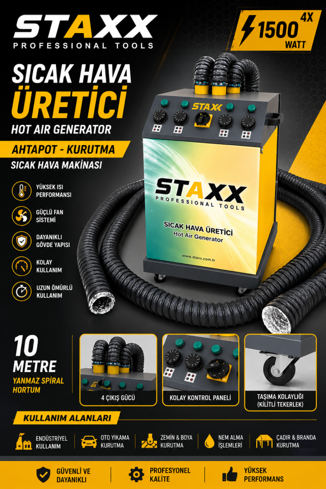 Profesyonel Sıcak Hava Üretici 4x1500W Ahşapot Kurutma Makinesi Oto Koltuk Kurutma Makinesi 6000W