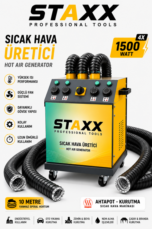 Profesyonel Sıcak Hava Üretici 4x1500W Ahşapot Kurutma Makinesi Oto Koltuk Kurutma Makinesi 6000W